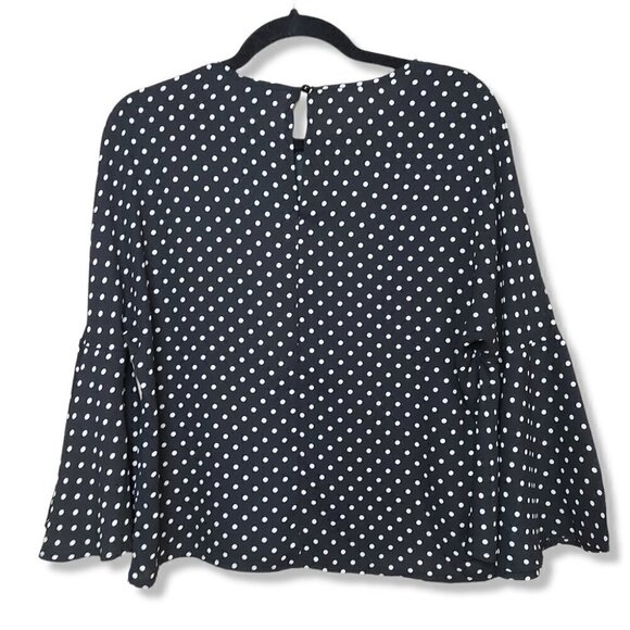 SUZY Shier Black & White Polkadot Boxy Bellsleeve Blouse - Picture 5 of 7